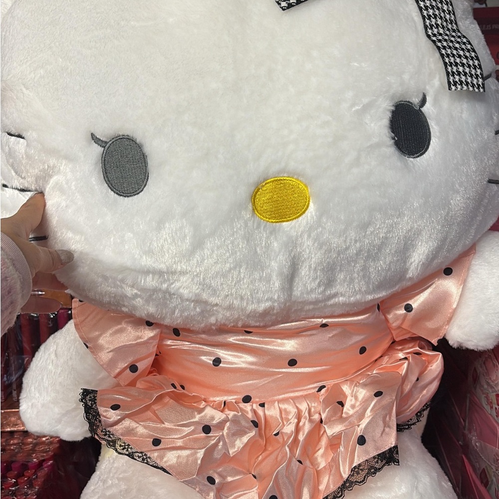 Hello Kitty Plush in Peach Polka Dot Dress
